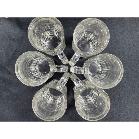 Vintage Hazel-Atlas Heavy Clear Glass Beer or Root Beer Mug, set of 6